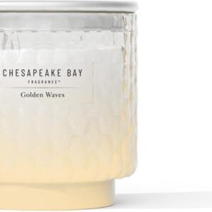 Chesapeake Bay, 11oz Golden Waves Scented Candle, Mood Evoking Fragrance, Textured Sea Glass-Inspired Jar, Premium Soy Blend Wax with Essential Oils, Coastal Fragrance for Home Décor or Gifting