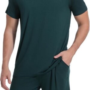 DG Hill Mens Pajamas Set Shorts – Pajama Pants Sleepwear Shorts PJS Sets – Summer Pajamas Cool Pants Short Soft PJS for Men