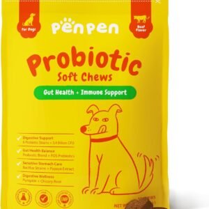 PENPEN Probiotics for Dogs, Dogs Probiotics for Digestive Health, Multi-Probiotic and Enzyme Blend Promote Gut Health & Immune Support, Eases Sensitive Stomachs (Beef Chews, 50ct)