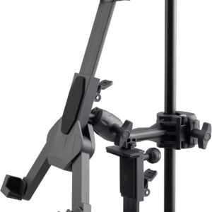 OnStage TCM1500 Tablet/Smartphone Holder (Setup for Tablets, Computers, E-Readers, Smartphones, and Phablets, Clamp Mount, Nonslip Padding, Adjustable Angle and Rotation, External Battery Holder)