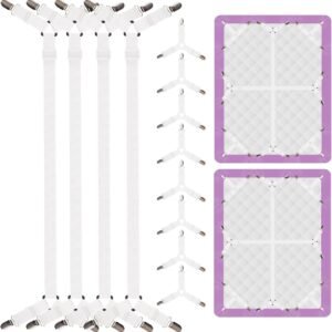 EasYoung 12PCS Bed Sheet Straps, Secure & Adjustable Fitted Sheet Holders for Full, Queen, King & More, Heavy Duty Nylon & Metal Clips