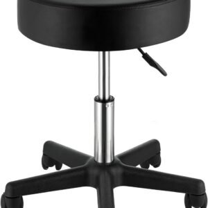 VEVOR Rolling Stools with Wheels, 400 LBS Weight Capacity Adjustable Height Stool with Ultra-Thick Seat Cushion, Swivel Stools Chair for Salon, Bar, Home, Office, Tatoo, Medical, Massage, Black