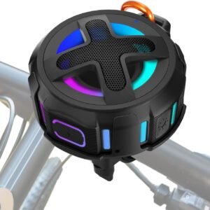 Upgraded, Pro Bike Speaker, with Pro Handlebar Mount, Bluetooth V5.4, IPX7 Waterproof, Silicone Case, Broadcast Navigation,10W Bassup, 15-24H Playtime, Hook, Bicycle, Motorcycle, Bike Accessories