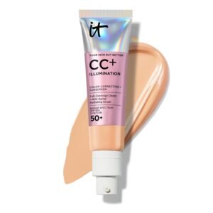 IT Cosmetics CC+ Cream Illumination SPF 50+ – Radiant Full Coverage Foundation Color Corrector, Hydrating Anti-Aging Serum, Hydrolyzed Collagen + Peptides, Normal to Dry & Mature Skin – 1.08 fl oz