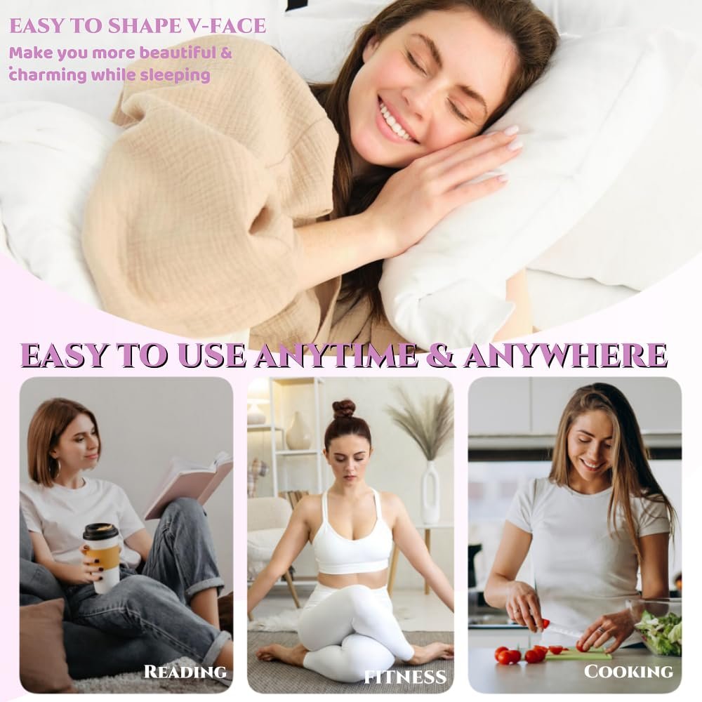 ROWMATE Graphene V-Line Mask Chin Up Mask V Shaped Face Mask Chin strap for sleeping,Jawline Shaper,Lilac,Medium - Image 8