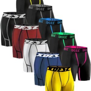 Mens Underwear Boxer Briefs 6″ Underwear No Fly Wide Waistband Boxer Briefs Comfy Breathable