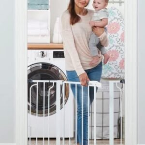 Regalo Safety 29-38.5″ Baby Gate for Doorways & Bottom of Stairs, Pressure Mounted Baby Gate with Door for Babies, Toddlers & Pets, Tested & Safe for 30 Years, American Designed, American Owned, White