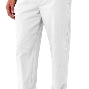 Runcati Mens Kaftan Thobe Pants Cotton Casual Elastic Waist Drawstring Muslim Trousers Summer Yoga Kurta Pants with Pockets