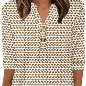 OFEEFAN Womens Tops 3/4 Sleeve Henley Shirts for Women Fall Fashion 2025 School Outfits for Teachers