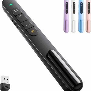 QUI Presentation Clicker for PowerPoint, RF 2.4GHz USB Wireless Presenter Remote with Volume Control, PowerPoint Clicker Slide Advancer for Mac, Windows, Laptop, Keynote