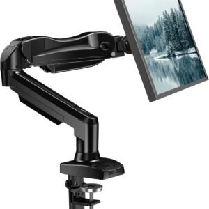 HUANUO FlowLift™ Single Monitor Mount, 13 to 32 Inch Monitor Arm, Adjustable Monitor Stand, Vesa Mount with Clamp and Grommet Base – Fits 4.4 to 19.8lbs LCD Computer Monitors