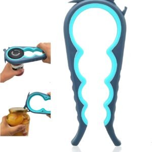 Otstar Jar Opener Bottle Opener and Can Opener for Weak hands, Seniors with Arthritis and Anyone with Low Strength, Mutil Jar Opener Get Lids Off Easily (Blue and Grey)