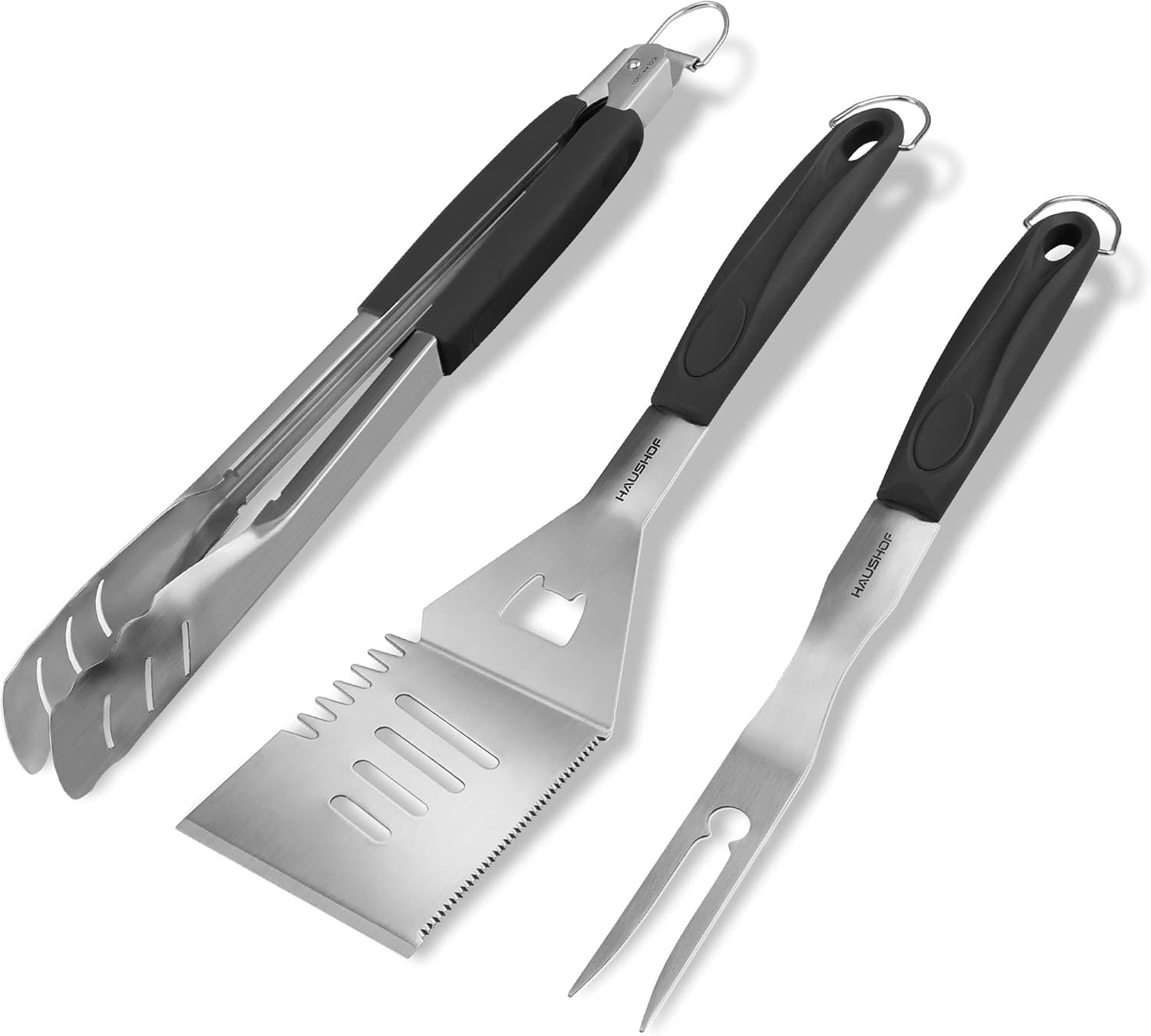 HAUSHOF Large Grill Accessories Heavy Duty BBQ Set Gifts for Men/Women - Premium Stainless Steel Spatula, Fork & Tongs, Barbecue Utensils Tool Kit Gift for Grilling Lover Outdoor - Image 9
