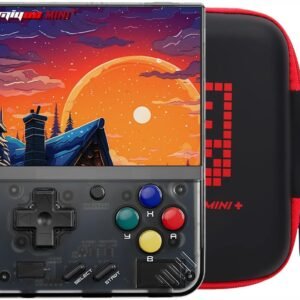 Miyoo Mini Plus with Portable Case Retro Emulator Handheld Game Console Latest Version with WiFi & RTC, 3.5’’ 640*480 IPS Screen 3000mAh Battery, Black 64GB