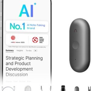 Plaud NotePin S AI Voice Recorder, Wearable AI Notetaker, AI Transcribe & Summarize, Support 112 Languages, 64GB Memory, Audio Recorder for Meetings Interviews with 4 Accessories