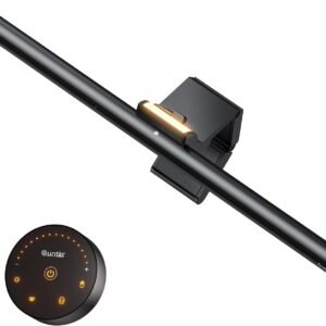 Quntis Monitor Light Bar with Remote, 16.7” Eye Care No Glare Computer Light Bar with Backlight, Auto-Dimming & Timer, Stepless Dimming Monitor Lamp for Desk Gaming Home Office Curved Monitors