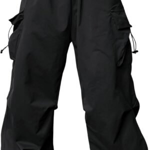 JMIERR Men’s Baggy Cargo Pants Trendy Casual Parachute Pant Loose Fit Harem Joggers with Pockets for Streetwear