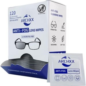 ARCHXX Anti Fog Wipes for Glasses, 120 Count,Pre-Moistened Cleaning Wipes, Lens Cleaner Wipe for Eyeglasses,Sunglasses,Goggles,Screen,Phone,Individually Wrapped Eye Glasses Cleaner