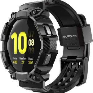 SUPCASE for Samsung Galaxy Watch 6 44mm Case with Band (Unicorn Beetle Pro), [Anti-Scratch] [Bumper Protector] Rugged Men Cover with Adjustable Strap Band for Galaxy Watch 6/5/4 44mm, Black