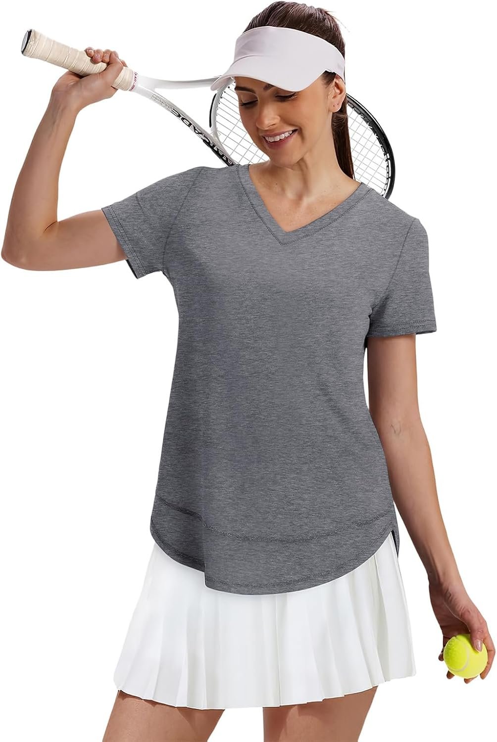 XIEERDUO Womens Workout Tops Short Sleeve Shirts Quick Dry Outfits for Hiking Running V Neck S-3XL - Image 4