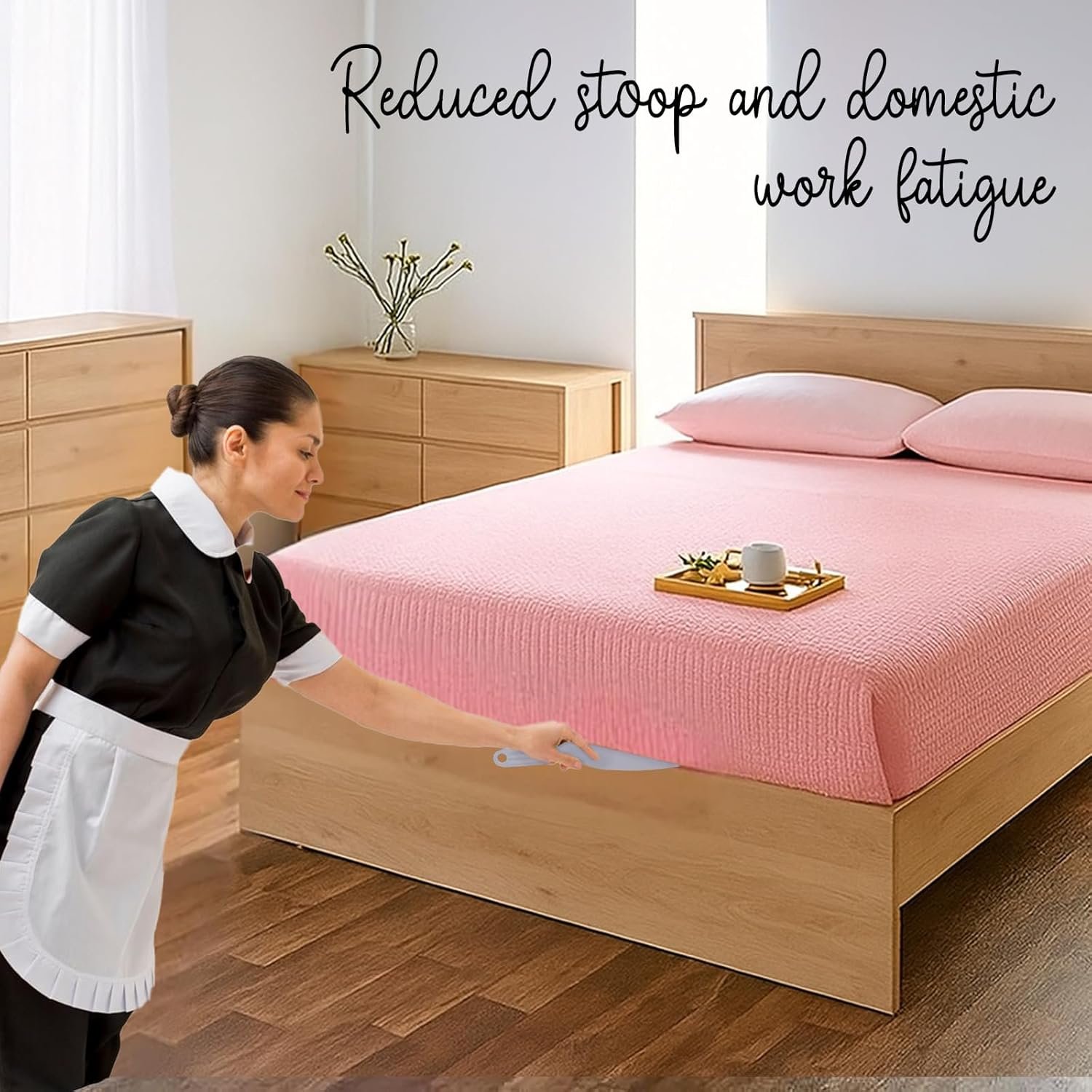 Bed Sheet Tucker Tool, Arthritis-Friendly Easy Mattress Lifter Wedge, Bed Sheet Tucker for Changing Sheets, Grey Beds Maker Tool to Help Protect Your Hand (14.5 in) - Image 4