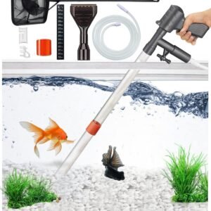 QZQ Aquarium Gravel Cleaner [2026 Edition] Vacuum Fish Tank Vacuum Cleaner Tools for Aquarium Water Changer with Aquarium Thermometers Fish Net kit Use for Fish Tank Cleaning Gravel and Sand