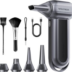 WOLFBOX MF100 Electric Air Duster-150000RPM Super Power Cordless Air Duster, Rechargeable Brushless Motor Durable Blower, 3-Gear Adjustable Dust Blower for Computer, Keyboard, Outdoor, House and Car