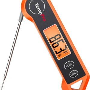 ThermoPro Digital Instant Read Meat Thermometer for Grilling Waterproof Kitchen Cooking Food Thermometer with Ambidextrous Backlit for BBQ Grill Smoker Oil Fry Candy Thermometer