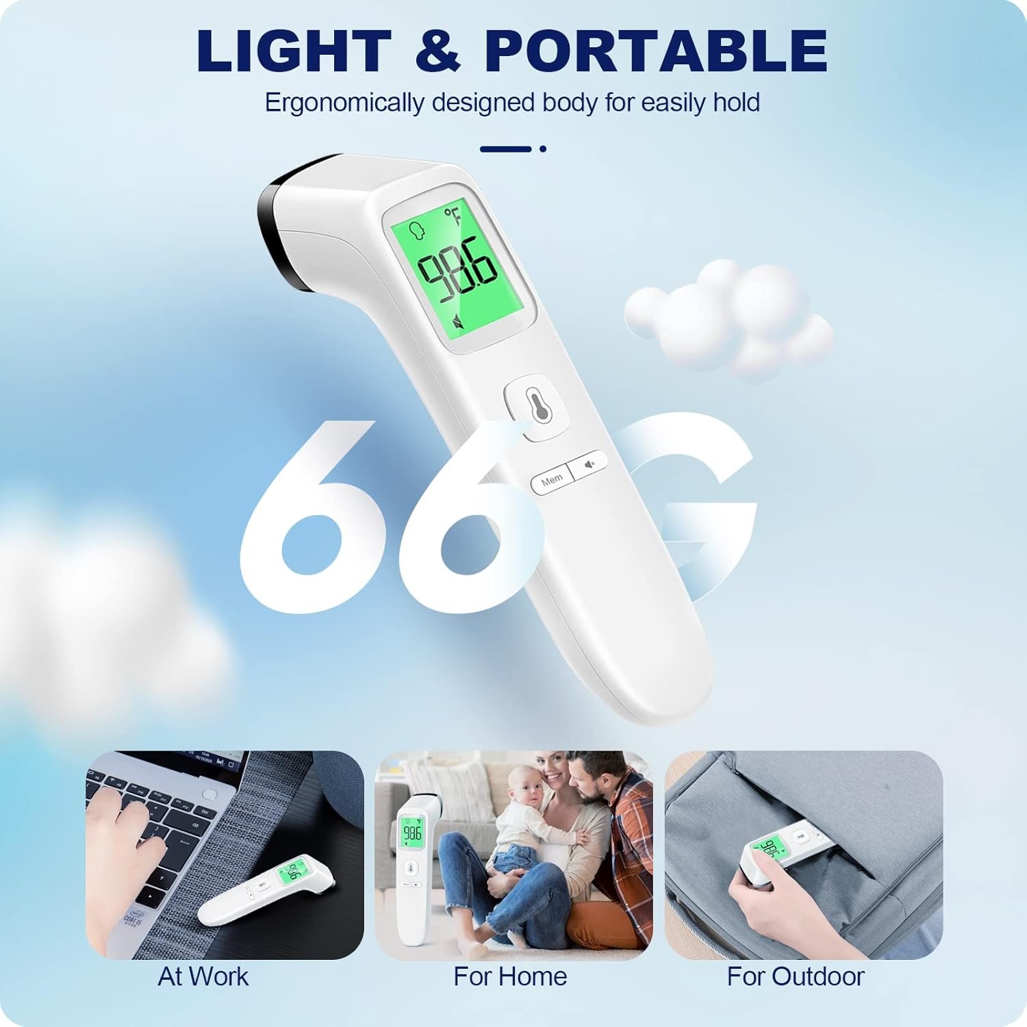 No-Touch Thermometer for Adults and Kids, Accurate Digital Baby Thermometer, Fever Alarm & Silent Mode, 2 in 1 Forehead & Object Mode - Image 6