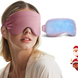 Self Care Gifts for Women: Cooling Eye Mask for Eye Care – Fsa Eligible Items Migraines Headache Relief Ice Pack Mask Products – Cold Compress for Puffy Eyes – Relaxing Mothers Day Gifts (Pink)