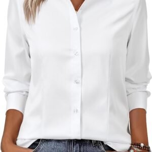 siliteelon Women Button Down Shirts Dress Shirts Long Sleeve Classic-Fit Cotton