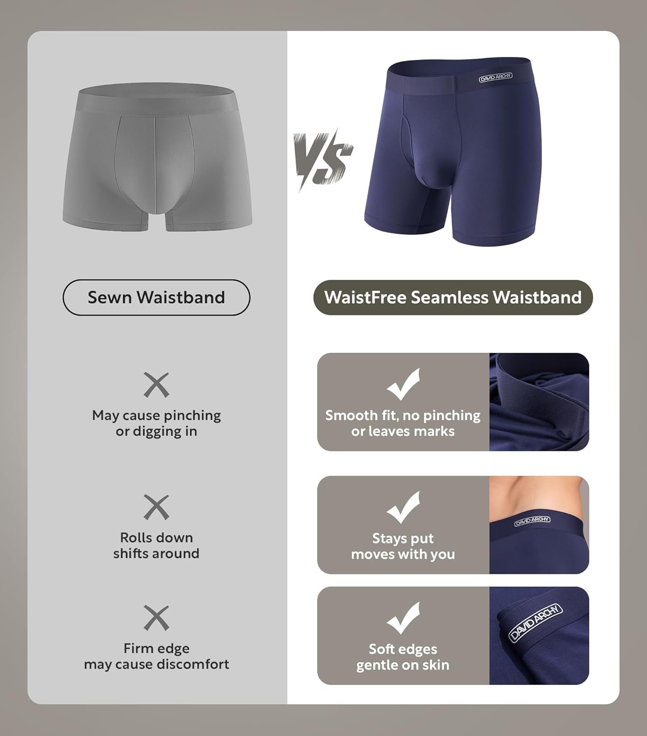 DAVID ARCHY Mens Underwear Silky Soft Second Skin Modal Boxer Briefs Waistfree Seamless Waistband Underwear for Men Pack of 4 - Image 3