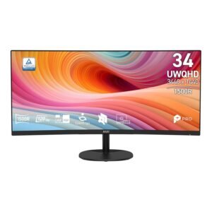msi PRO MP341CQ E12 34-inch VA 3440 x 1440(UWQHD) Computer Monitor, 120Hz, Adaptive-Sync, HDMI, DisplayPort, VESA Mountable, Speaker, 1ms, Black