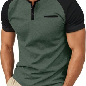 Sailwind Men’s Cotton Henley Short Sleeve Casual T-Shirts with Pocket