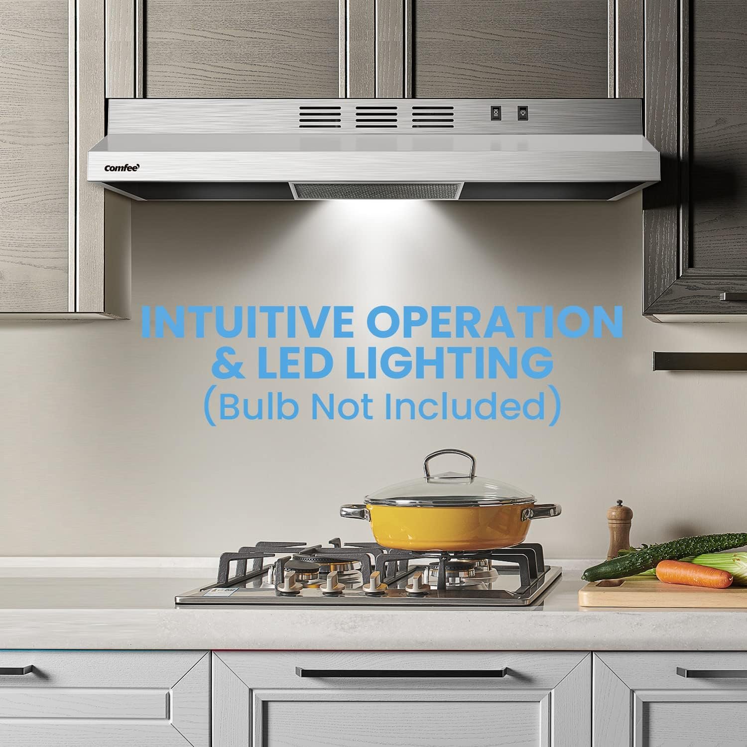 COMFEE' CVU30W2AST Range Hood 30 Inch Ducted Ductless Vent Hood Durable Stainless Steel Kitchen Hood for Under Cabinet with 2 Reusable Filter, 200 CFM, 2 Speed Exhaust Fan Silver - Image 8