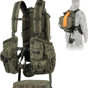 Extremus By KastKing BearHauler Turkey Hunting Vest with Thick Seat, Convertible Daypack, Hide-Away Shotgun Sling, Call & Shell Pockets, Hydration Pocket, Quiet Fabric