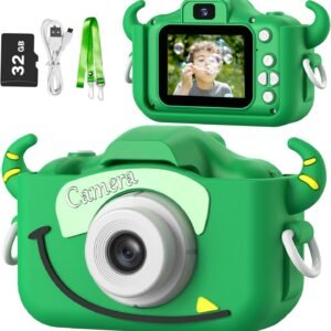 Goopow Kids Camera Toys for 3-8 Year Old Girls Boys,Children Digital Video Camcorder Camera with Cartoon Soft Cover, Best Chritmas Birthday Festival Gift for Kids – 32G SD Card Included