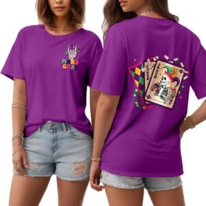 Mardi Gras T-Shirt for Women – New Orlean Carnival Graphic Glitter Tee Tops Funny Shirts Short Sleeve Costumes