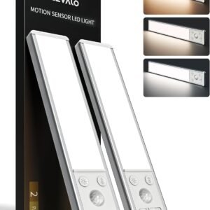 EZVALO 8″ Under Cabinet Lighting, 2400mAh Rechargeable Motion Sensor Light Indoor, Mini & Slim Design, 3 Color Temps, Dimmable Magnetic Wireless Closet Lights for Kitchen, Pantry, Stairs (2 Pack)