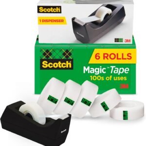 Scotch Magic Tape Desktop Dispenser, 6 Rolls of 3/4″ x 1000″ Each Plus 1 Desktop Tape Dispenser, Great for Repair, Wrapping and Office Applications
