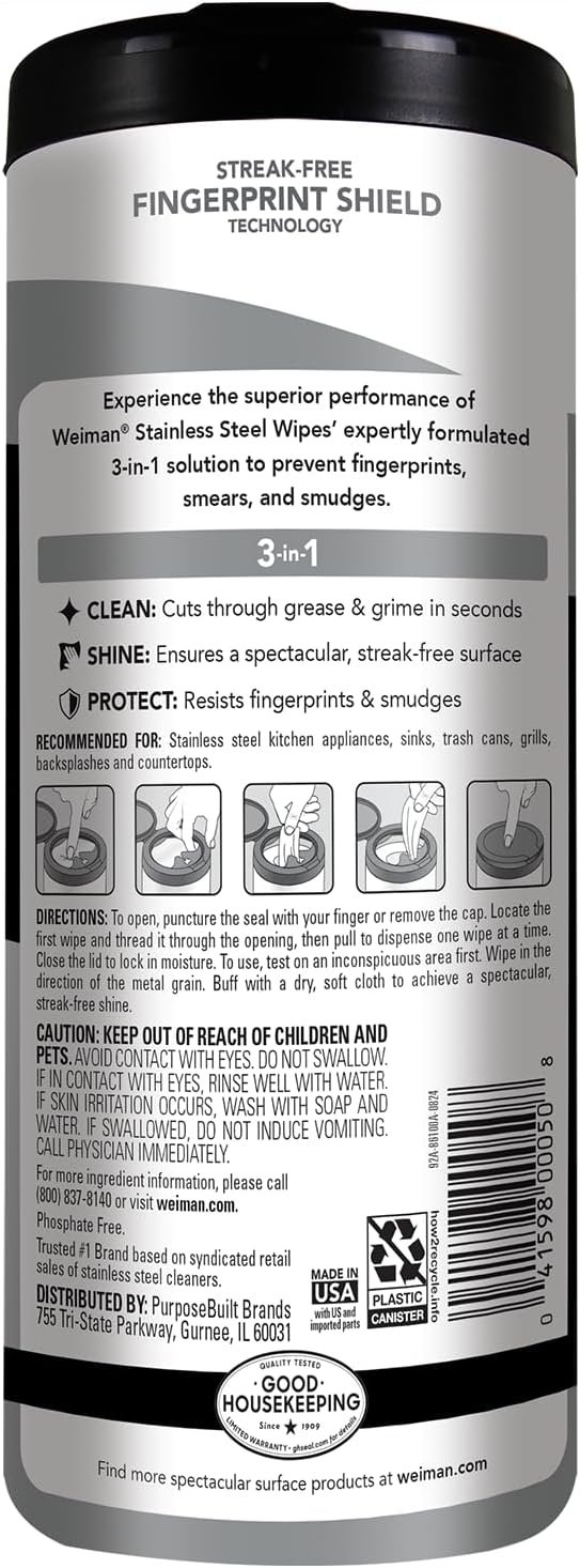 Weiman Stainless Steel Cleaner and Polish Wipes, 30 Count - Image 2