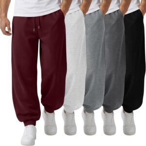 5 Pack Men’s Sweatpants Athletic Tapered Joggers Pants Workout Gym Running Jogging Pants with Pocket Drawstring