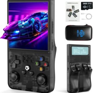 R36MAX Retro Handheld Game Console, 4.0 Inch IPS HD Screen Portable Retro Gaming Console, 1.5GHz CPU Support 30+ Emulator Console Video Game Console, 4000mAh Battery (64GB Black)