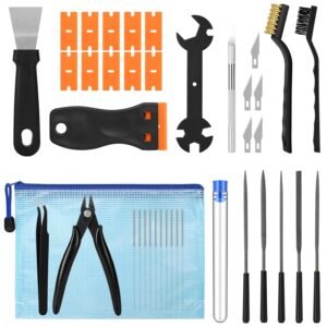 38PCS 3D Printer Tools, 3D Printer Tool Kit with Nozzle Cleaner, Scraper, Files, Wire Cutter, Craft Knife, Wrench & Tweezers for 3D Printing Cleaning, Finishing and Removing