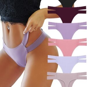 Knowyou Seamless Thongs for Women 6 Pack No Show Invisible Underwear Stretch T-Back Panties Low Rise Comfort Everyday Thong