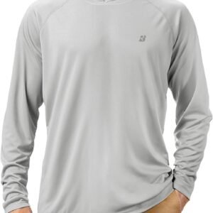 Roadbox UPF 50+ Fishing Shirts for Men, Long Sleeve UV Sun Protection Hoodie, Outdoor Hiking Running Swimming Rash Guard