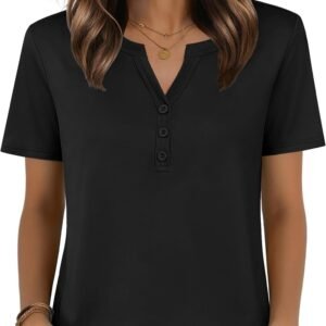 Zeagoo Womens Summer Tops V Neck Short Sleeve Shirts Dressy Casual Blouse Spring Vacation Tshirts Clothes