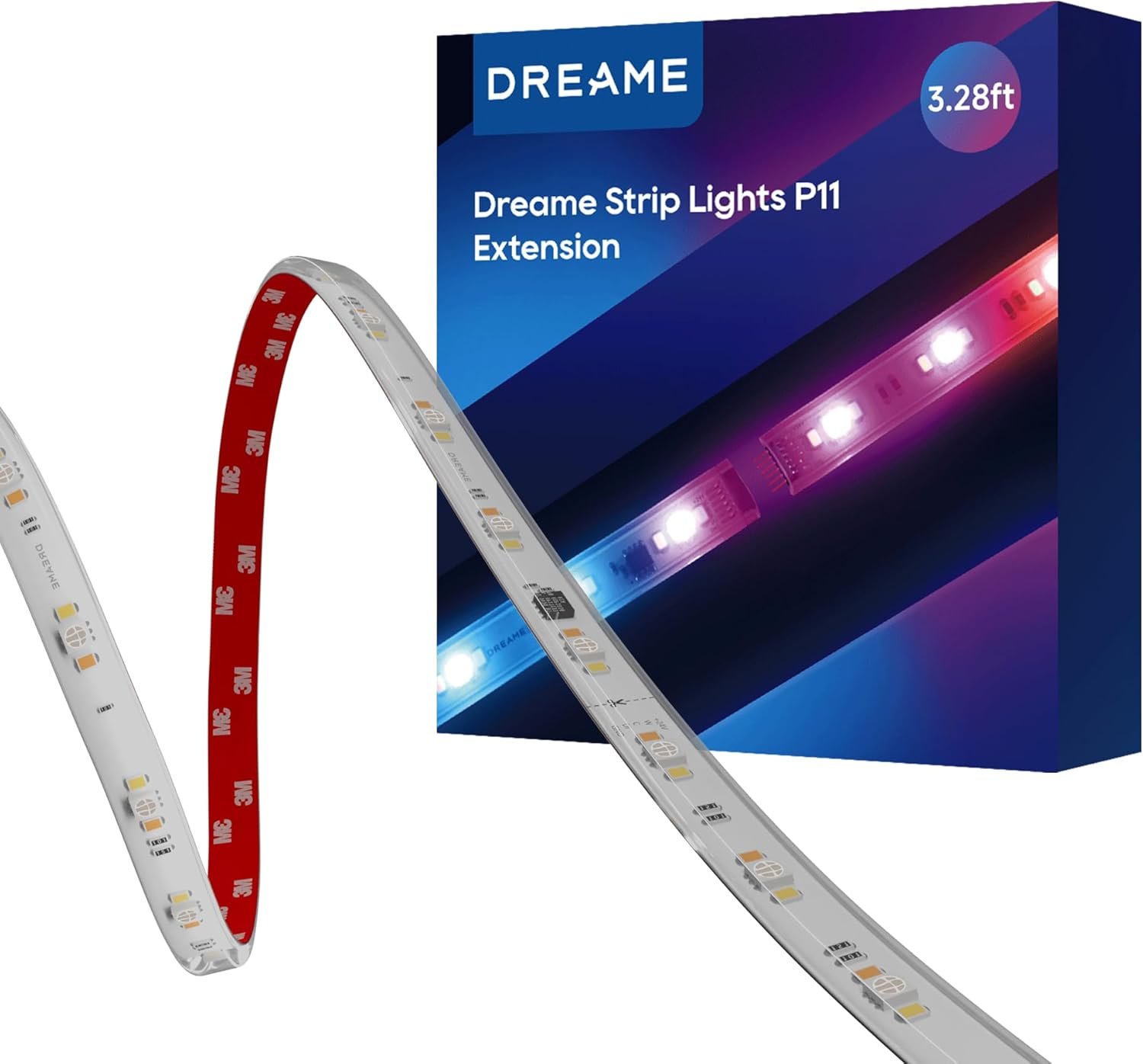 DREAME RGB IC LED Light Strip Extention 1m 3.3ft, 4-in-1 Technology Music Sync Color Changing Lights, 60 LEDs/m High Density Bright DIY 50 Segments, Works with Matter Alexa Google Home