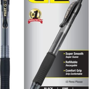 PILOT G2 Premium Refillable & Retractable Rolling Ball Gel Pens, Fine Point, Black Ink, 12 Count (Pack of 1) (31020)