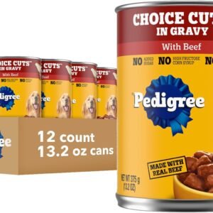 Pedigree Wet Dog Food, Choice Cuts Adult Canned Dog Food with Beef, 13.2 oz. Cans, 12 Count